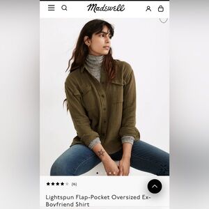 Madewell Olive Oversized Shirt Jacket